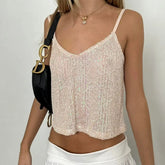 BXOXO Women Sequin Cami Tops Sparkly V Neck Spaghetti Strap Backless Shirts Trendy Summer Clothes for Party Clubwear